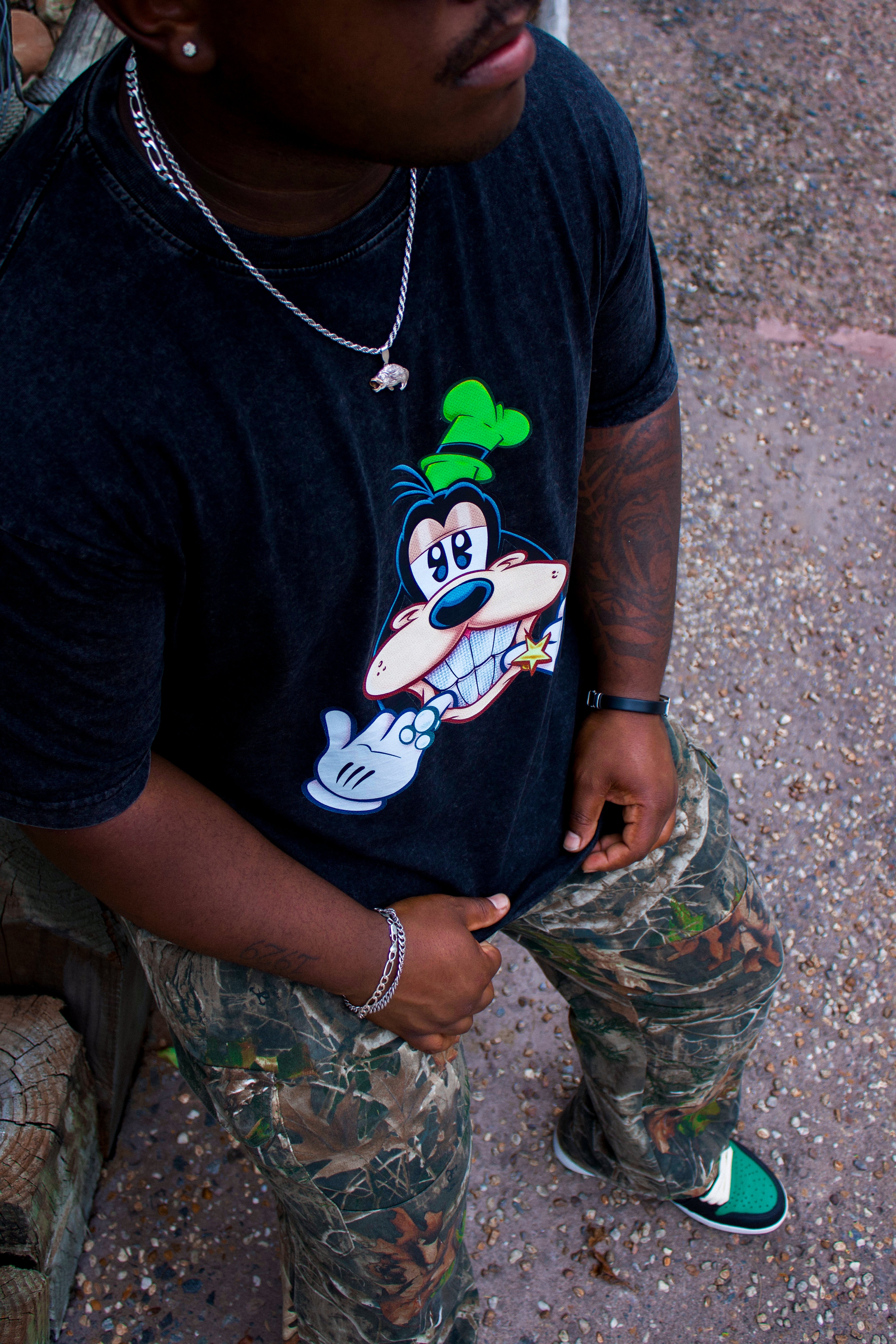 Gleeful Goofy Acid Washed Tee